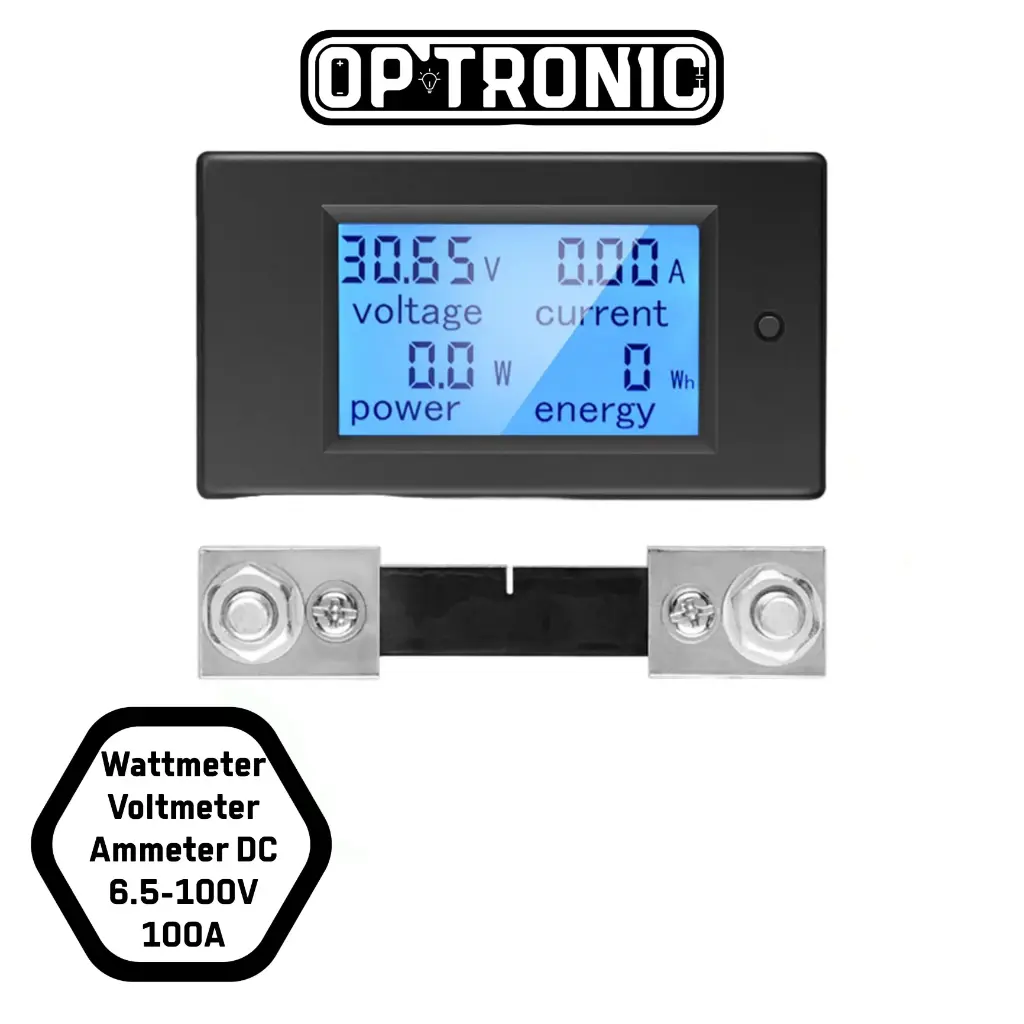 Wattmeter Voltmeter Ammeter DC 6.5-100V  100A 4in1