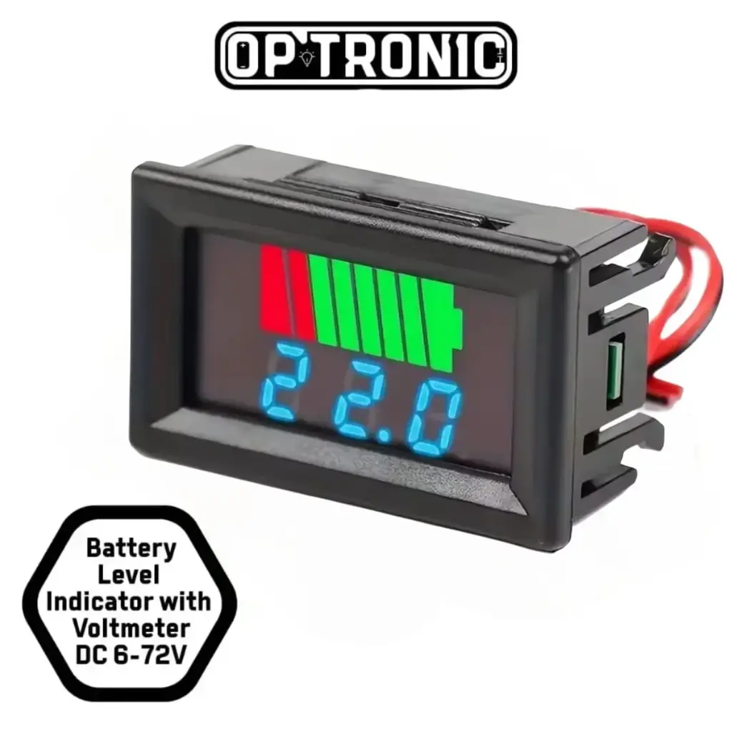 Battery Level Indicator with Voltmeter DC 6-72V