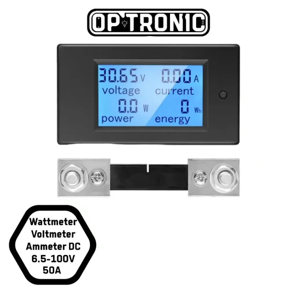 Wattmeter Voltmeter Ammeter Power Energy Meter DC 6.5-100V  50A 4in1  with Shunt