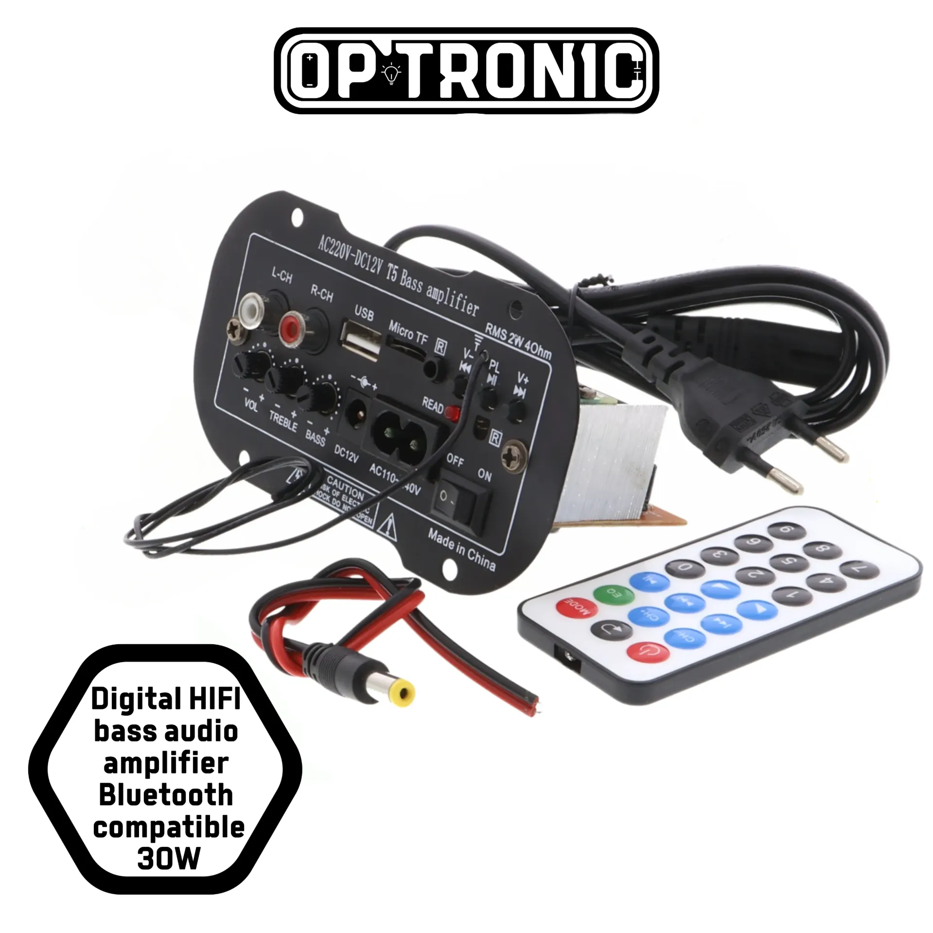 Digital HIFI bass audio amplifier (Bluetooth compatible) 30W