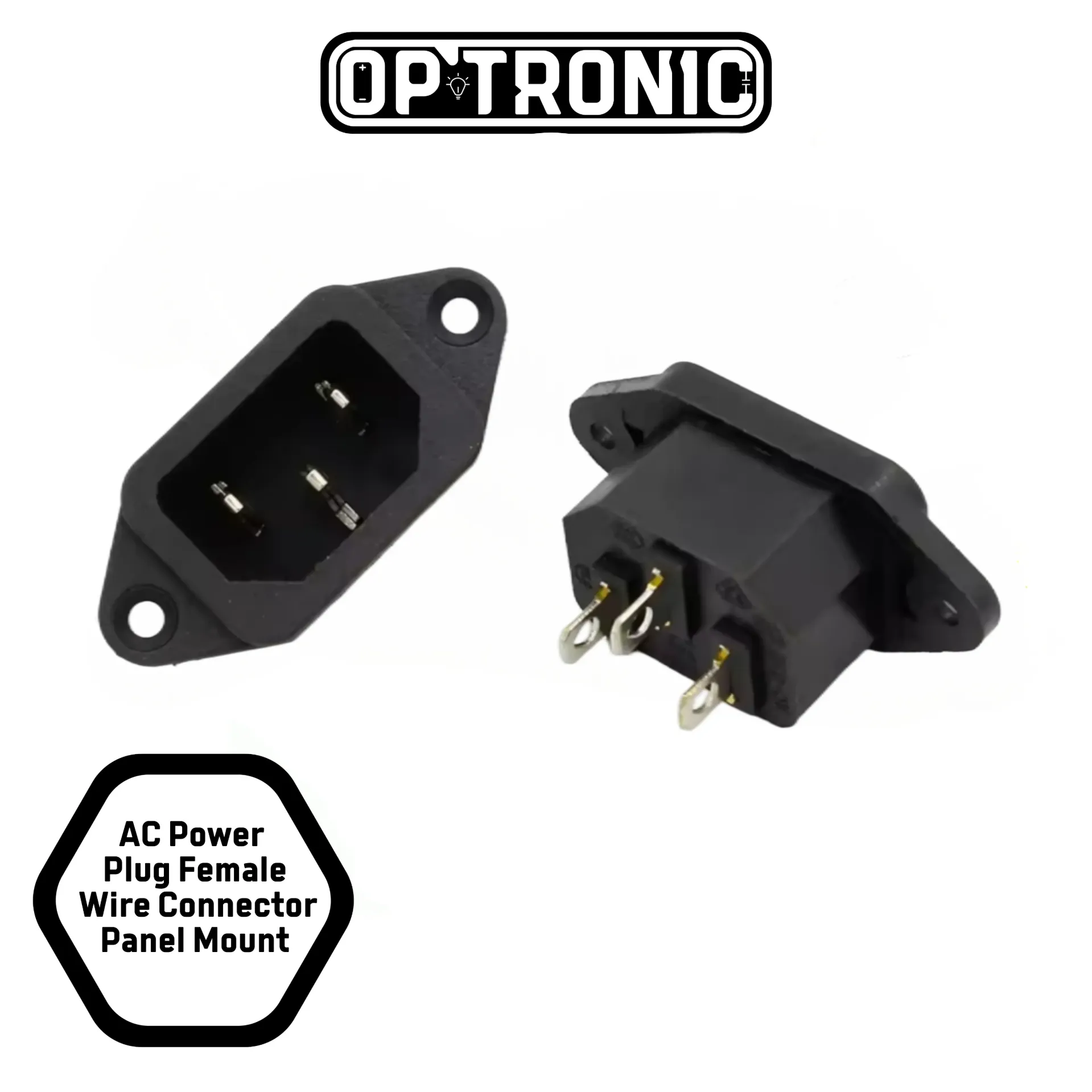 AC Power Plug Female Wire Connector Panel Mount