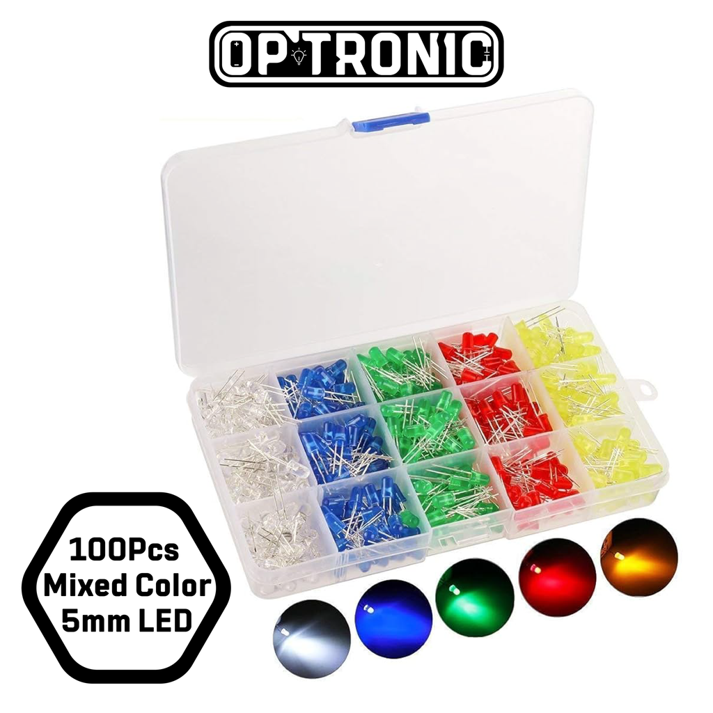 100Pcs Mixed Color 5mm LED With Storage Box