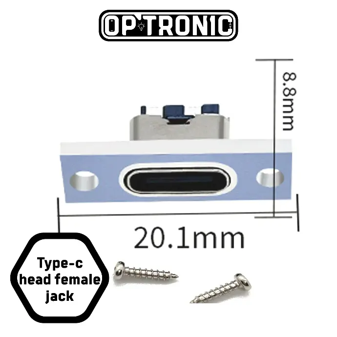 Type-C Socket 2Pin Female Connector Jack Charging Port USB 3.1 With Screw