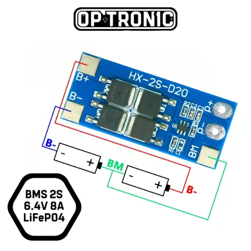BMS 2S 6.4V 8A LiFePO4