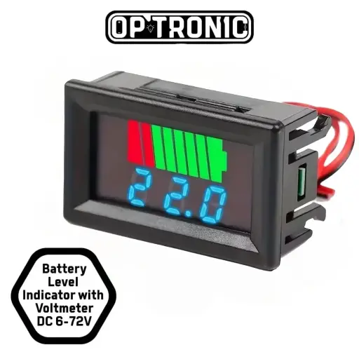 Battery Level Indicator with Voltmeter DC 6-72V