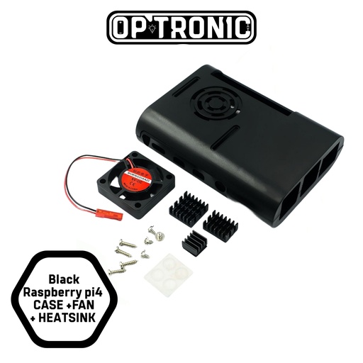 Raspberry Pi 4 Black ABS Case With Heatsink - Cooling Fan